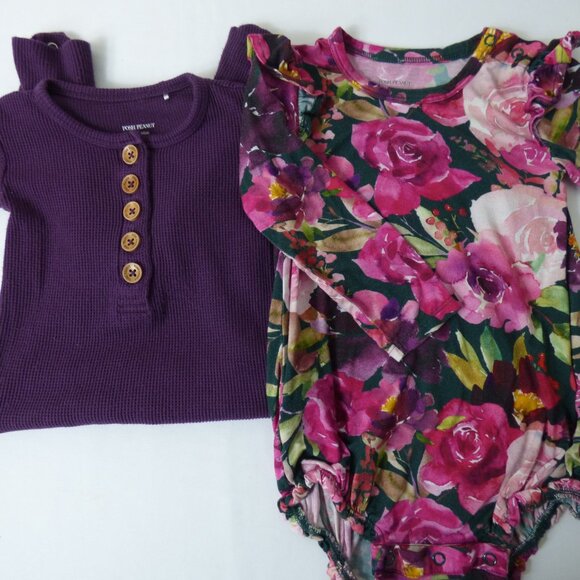 Posh Peanut Waffle Romper & Floral Bubble Set, Size 18-24 Months - Picture 2 of 7
